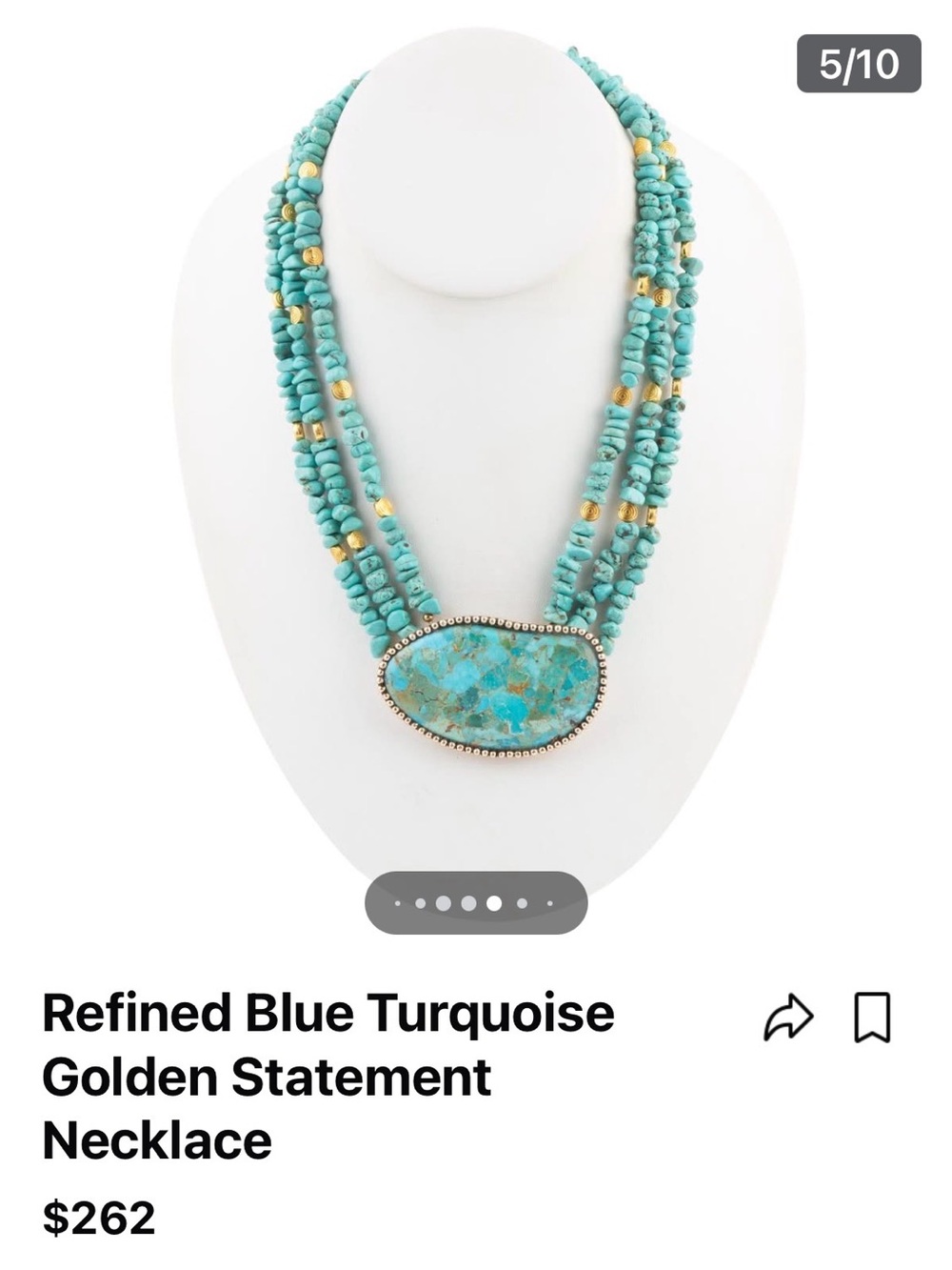 Studio Barse Turquoise and Gold Multi-Strand Statement Necklace